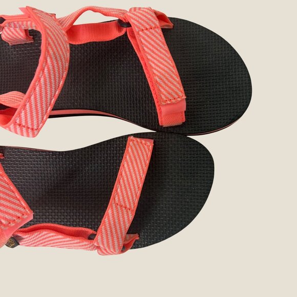 Teva Womens Platform Candy Stripe Sandals Vibrant Orange Chunky Sole Size 8 - Picture 2 of 10